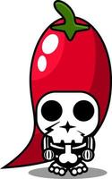 vector cartoon character mascot costume human skull vegetable cute red chili