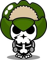 personaje de dibujos animados de vector traje de mascota cráneo humano vegetal linda coliflor
