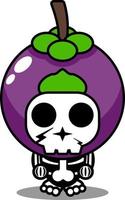 vector cartoon character mascot costume human skull cute mangosteen fruit