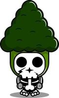 personaje de dibujos animados de vector traje de mascota hombre lindo brócoli vegetal cráneo