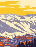 Park City with the Wasatch Range Part of the Wasatch Back in the Rocky Mountains Utah WPA Poster Art vector