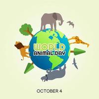 ilustración vectorial del día mundial de los animales vector