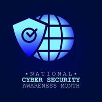 cyber security awareness month vector illustration