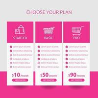 Design Pricing Table Vector Illustration