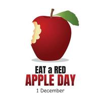 eat a red apple day vector Illustration
