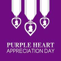 ilustración de vector de día de apreciación de corazón púrpura