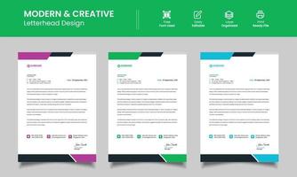 Modern business letterhead set with fullcolor template vector