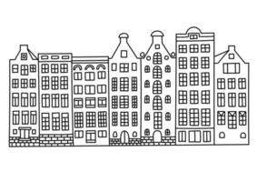 Freehand Handdrawn Amsterdam Netherlands City Building Doodle Art. Premium Vector. vector