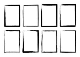 Isolated Rectangle Grunge Brush Border Frames Collection Set. Premium Vector