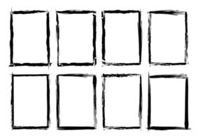 Isolated Rectangle Grunge Brush Border Frames Collection Set. Premium Vector