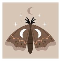Beautiful celestial fairy moth in brown tones. Illustration for boho kid's nursery posters, cards, invites. vector