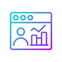 Social media data mining gradient linear vector icon. Analyzing users activity in internet. Personal information. Thin line color symbol. Modern style pictogram. Vector isolated outline drawing