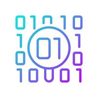 Dataset checkup gradient linear vector icon. Looking for bugs in binary code. Analyzing and collecting information. Thin line color symbol. Modern style pictogram. Vector isolated outline drawing