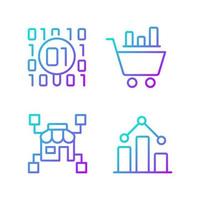 Retail data mining and analytics gradient linear vector icons set. Virtual marketing researching. Digital business tools. Thin line contour symbols bundle. Isolated outline illustrations collection