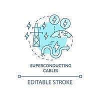 Superconducting cables turquoise concept icon. Smart grid system component abstract idea thin line illustration. Isolated outline drawing. Editable stroke. Roboto-Medium, Myriad Pro-Bold fonts used vector