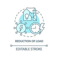 Reduction of load turquoise concept icon. Smart grid applications abstract idea thin line illustration. Isolated outline drawing. Editable stroke. Roboto-Medium, Myriad Pro-Bold fonts used vector