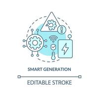 Smart generation turquoise concept icon. Possibilities of power grids abstract idea thin line illustration. Isolated outline drawing. Editable stroke. Roboto-Medium, Myriad Pro-Bold fonts used vector