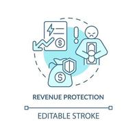 Revenue protection turquoise concept icon. Smart grids customers payment abstract idea thin line illustration. Isolated outline drawing. Editable stroke. Roboto-Medium, Myriad Pro-Bold fonts used vector