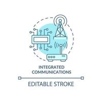 Integrated communications turquoise concept icon. Smart grid providing abstract idea thin line illustration. Isolated outline drawing. Editable stroke. Roboto-Medium, Myriad Pro-Bold fonts used vector