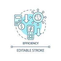 Efficiency turquoise concept icon. Intelligent system. Smart grid features abstract idea thin line illustration. Isolated outline drawing. Editable stroke. Roboto-Medium, Myriad Pro-Bold fonts used vector