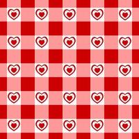 patrones sin fisuras de vichy con corazones. textura a cuadros del día de san valentín para manta de picnic, mantel, cuadros escoceses vector