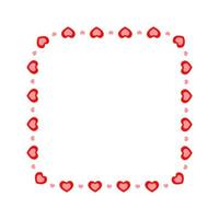 Cute square frame with hearts. Template for Valentine day invitation card, photo, picture, banner vector
