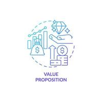 Value proposition blue gradient concept icon. Financial plan. Company budgeting method abstract idea thin line illustration. Isolated outline drawing. Roboto-Medium, Myriad Pro-Bold fonts used vector