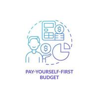 Pay-yourself-first budget blue gradient concept icon. Reverse budgeting approach abstract idea thin line illustration. Isolated outline drawing. Roboto-Medium, Myriad Pro-Bold fonts used vector