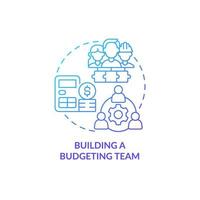 Building a budgeting team blue gradient concept icon. Budget managing staff abstract idea thin line illustration. Isolated outline drawing. Roboto-Medium, Myriad Pro-Bold fonts used vector