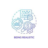 Being realistic blue gradient concept icon. Company budgeting. Financial plan abstract idea thin line illustration. Isolated outline drawing. Roboto-Medium, Myriad Pro-Bold fonts used vector