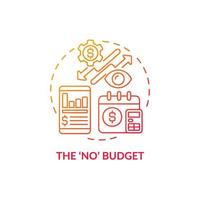 No budget red gradient concept icon. Corporate financial planning approach abstract idea thin line illustration. Isolated outline drawing. Roboto-Medium, Myriad Pro-Bold fonts used vector