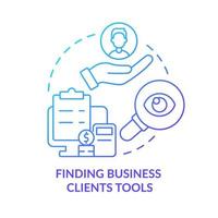 Finding business clients tools blue gradient concept icon. Developing partnerships abstract idea thin line illustration. Isolated outline drawing. Roboto-Medium, Myriad Pro-Bold fonts used vector