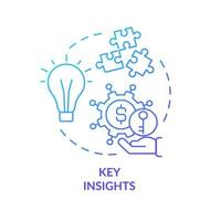 Key insights blue gradient concept icon. Marketing strategy abstract idea thin line illustration. Good creative ideas. Isolated outline drawing. Roboto-Medium, Myriad Pro-Bold fonts used vector