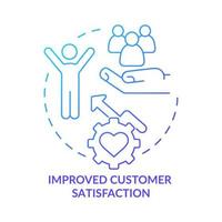 Improved customer satisfaction blue gradient concept icon. Clear communication abstract idea thin line illustration. Business tools. Isolated outline drawing. Roboto-Medium, Myriad Pro-Bold fonts used vector