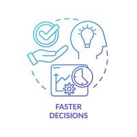 Faster decisions blue gradient concept icon. Risks and consequences assessment abstract idea thin line illustration. Business tool. Isolated outline drawing. Roboto-Medium, Myriad Pro-Bold fonts used vector