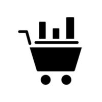 Data mining in retail industry black glyph icon. Customer behavior researching. Business analytics tool. Collect information. Silhouette symbol on white space. Vector isolated illustration