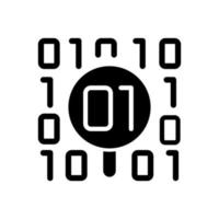 Dataset checkup black glyph icon. Looking for bugs in binary code. Data mining safety. Analyzing and collecting virtual information. Silhouette symbol on white space. Vector isolated illustration