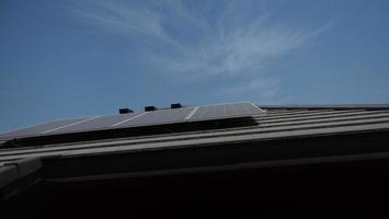 Photovoltaic. Solarcell panel. Solar roof power plant on the roof photo