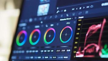 Color grading graph or RGB colour correction indicator on monitor photo