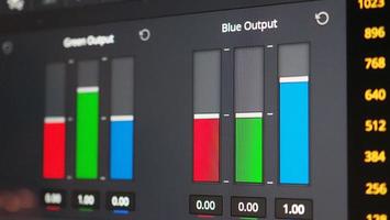 Color grading graph or RGB colour correction indicator on monitor photo