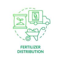 icono de concepto de gradiente verde de distribución de fertilizantes vector