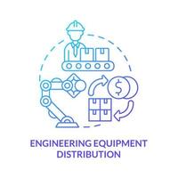 Engineering equipment distribution blue gradient concept icon vector