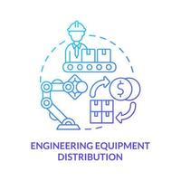 icono de concepto de gradiente azul de distribución de equipos de ingeniería vector