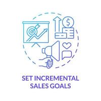Set incremental sales goals blue gradient concept icon vector