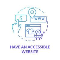 tener sitio web accesible icono de concepto de degradado azul vector