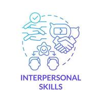 Interpersonal skills blue gradient concept icon vector