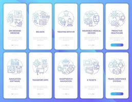 Public services with digital technology onboarding mobile app page screen set vector