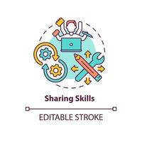 Sharing skills concept icon. Learning from professional. Social interaction. Knowledge dissemination abstract idea thin line illustration. Vector isolated outline color drawing. Editable stroke