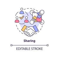 Sharing concept icon. Divide and allocate personal resources. Knowledge sharing in organization abstract idea thin line illustration. Vector isolated outline color drawing. Editable stroke