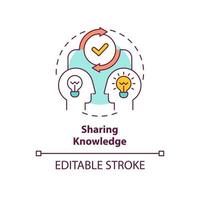 Sharing knowledge concept icon. Professional experience exchange. Skillsharing. Learning and teaching abstract idea thin line illustration. Vector isolated outline color drawing. Editable stroke